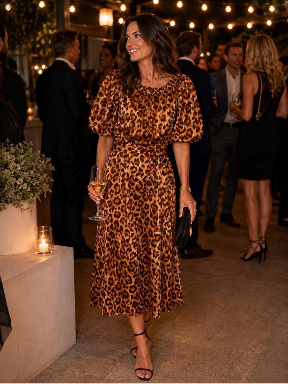 Kate Spade Leopard Print Cotton Midi Dress Orange Brown Belted Size 8